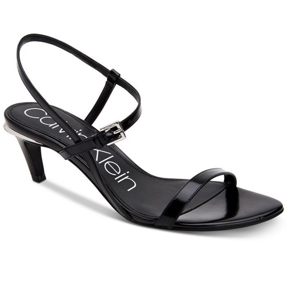 Calvin Klein Black Strappy Mid-Heel Sandals